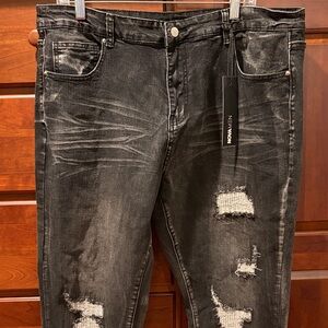 Fashion Nova Men's Black Distressed Skinny Jeans